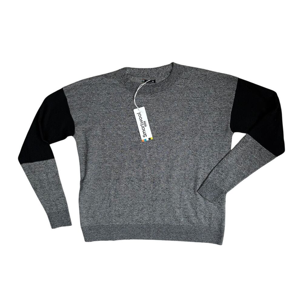 Smartwool Edgewood Colorblock Crewneck Sweater Gray Black Small